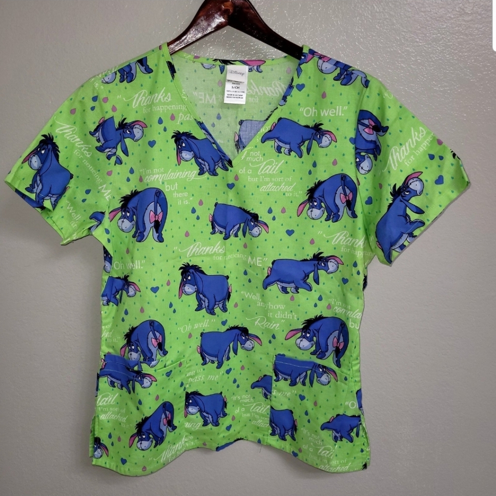 Disney Eeyore Scrub Top Women’s Size Small